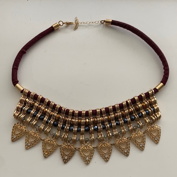 Burgundy and Gold Necklace - Picture 1 of 3